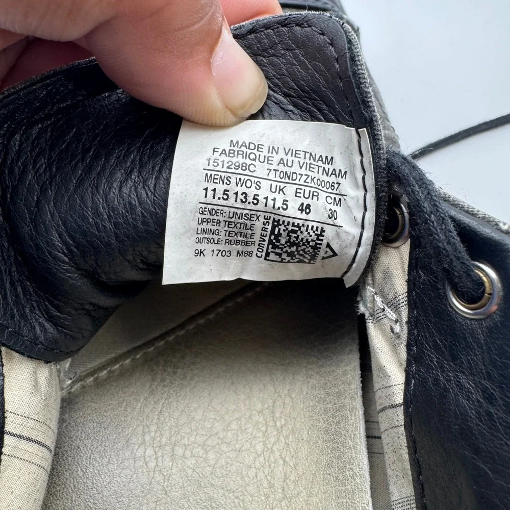 Converse John Varvatos 151298C Gray Lace‎ Up Low Top Sneaker Unisex Shoes M11.5 - Picture 6 of 6